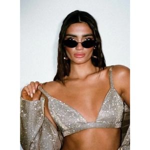 SLA the Label Bronze Astrid Bralette Top Womens Size Medium US 8 Sparkle Shimmer